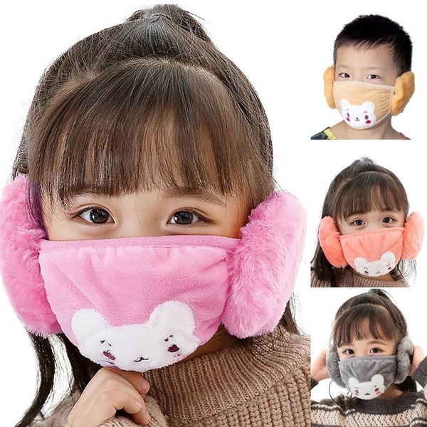 

warmer 2021child earmuffs gauze lovely cache cute kids christmas gift winter plus velvet outdoor riding face mask