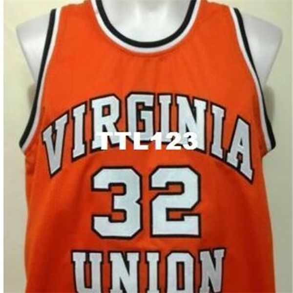 

vintage 121 #32 ben wallace virginia union university college vintage jersey size s-4xl or custom any name or number jersey, Black