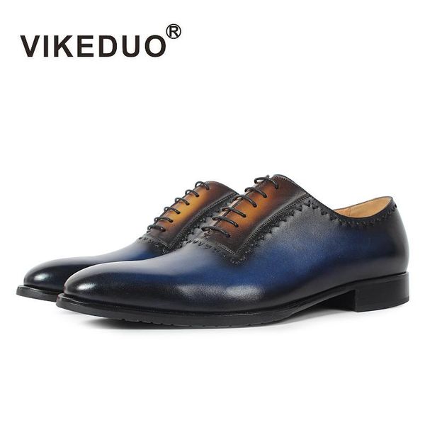 

vikeduo brand handmade oxford shoes for men vintage wedding office formal shoe male plus size footwear genuine leather zapatos, Black