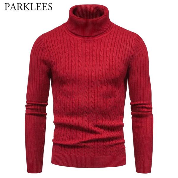 

cable knit sweater men 2020 winter turtleneck pullover sweaters casual slim high neck pull homme soft elastic christmas knitwear, White;black