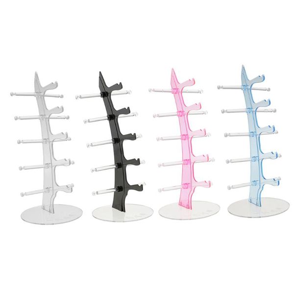 

5 tiers acrylic eyeglasses sunglasses rack holder frame display stand glasses show, Pink;blue