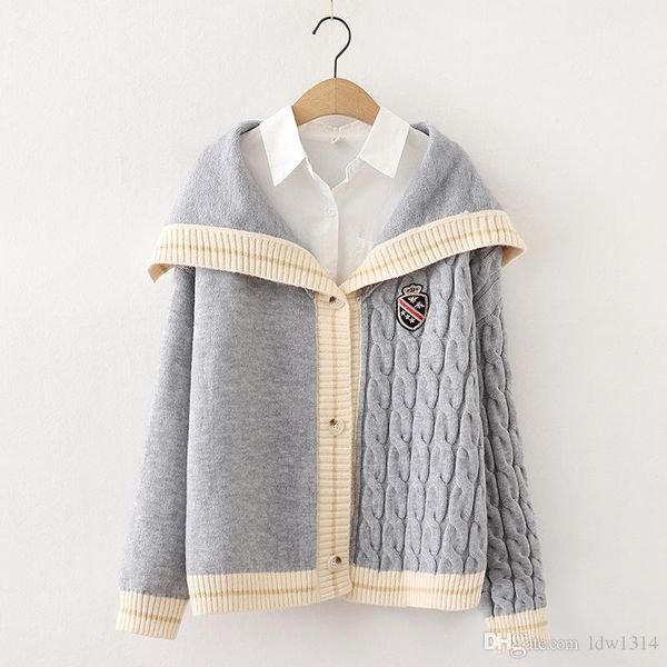 

women's designer clothes 2020 luxury autumn and winter sweater luxury clothing sweater big lapel single breasted twisted, White;black