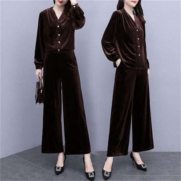 

female casual velvet tracksuit piece of women femme deux pieces year-old tracksuits shq7, White