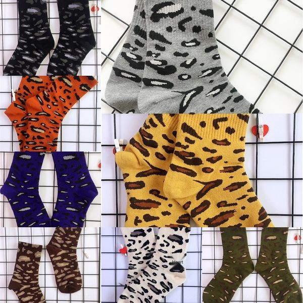 

rhb2e korean leopard fashion medium stockings cotton stack korean-styleleopard printtube men's and women's socks trend leisure spo, Black