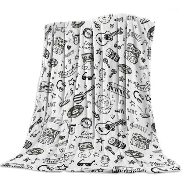 

blankets flannel blanket for bed music guitar stick figure graffiti throw portable soft warm sofa sheets1