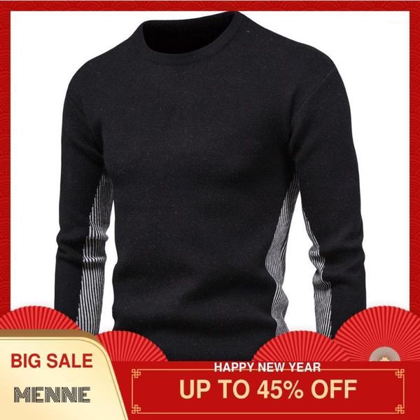 

landisto men clothing knitted men sweater slim warm striped sleeves mens sweater pullovers1, White;black