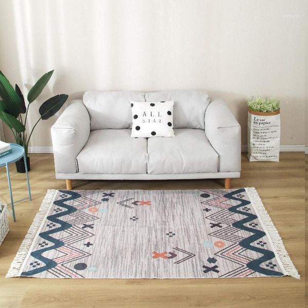 

bohemia style cotton linen carpets sofa bedroom corridor kitchen rug national tassel decor woven large home living room area rug1