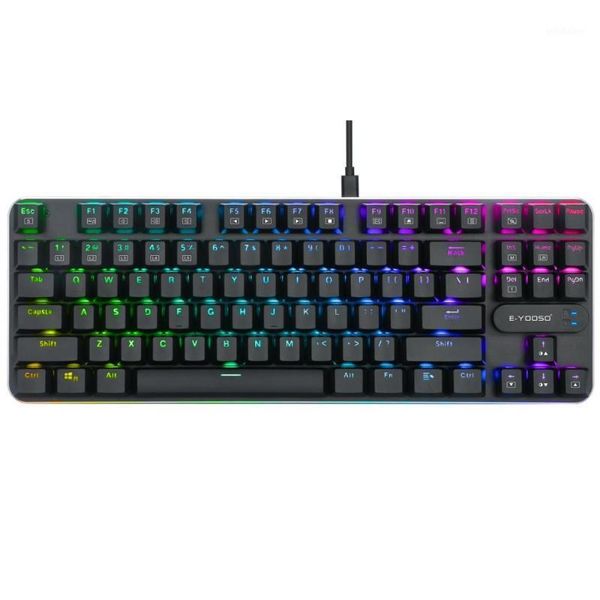 

keyboards low profile mechanical gaming keyboard, ultra thin, clicky blue switch multi-color led backlit 87 keys wired tkl keyboard1