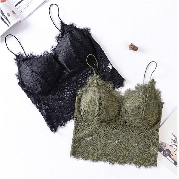 

womens tanks lace fine shoulder strap tube beauty back underwear push up bra with chest pad camisole1, Black;white