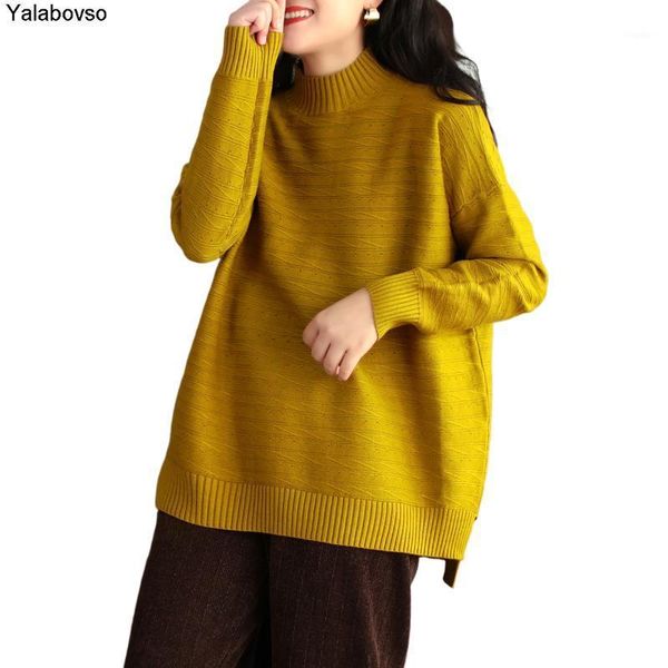 

2020 core spun yarn sweater winter new style vintage retro loose thread collar women's yellow coffee aricot blue colors1, White;black