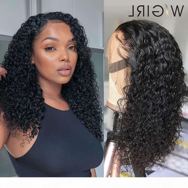 

wigirl brazilian 13x4 lace front human pre plucked with baby hair deep wave 150% short water curly bob wigs for women, Black;brown