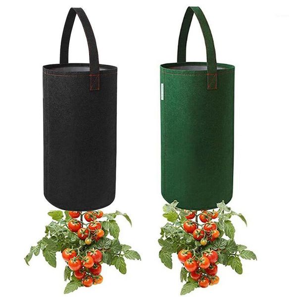 Topçaklar tencere çok fonksiyonlu 1 adet asılı keçe domates büyümek çantası baş aşağı ekici çilek bitkisel çiçek bitki çanta Bahçe pot