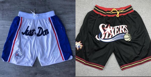 

philadelphia 76ers men just don hardwood basketball shorts, Black