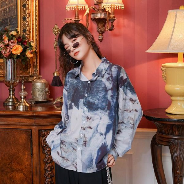 

coigarsam vintage full sleeve shirt womens new spring print women shirts 8967, White