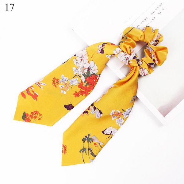 

satin flower print ribbon scrunchie women spring sweet hair accessories new girls hair bands diy bow headband elastic hair bands q bbytcr