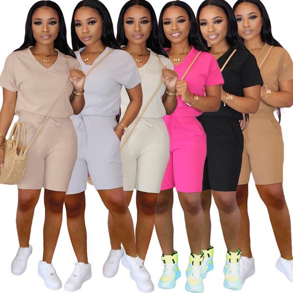 

woman 2pcs sets clothing womens solid color slim + pocket sports two-piece set summer women clothing plus size 2xl, Gray