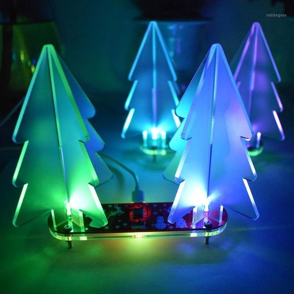 

christmas decorations 3d tree kit merry led color changing mini xmas home table party decor charm1