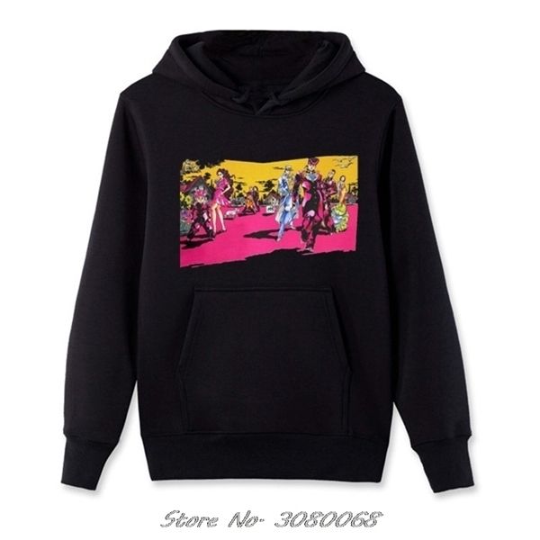 

jojos bizarre adventure hoodies new men zipper fleece sweatshirts funny hooded shirt streetwearx1014, Black