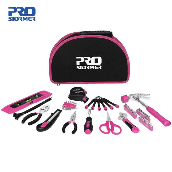 

69 pieces hand tool set woodworking household tool professional maintenance toolbox suitable for girls and women by prostormer