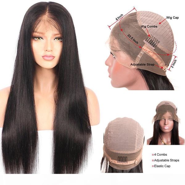 

180% density straight 360 lace frontal wig pre plucked with baby hair natural hairline bleached brazilian remy hair wigs 10"-22, Black;brown
