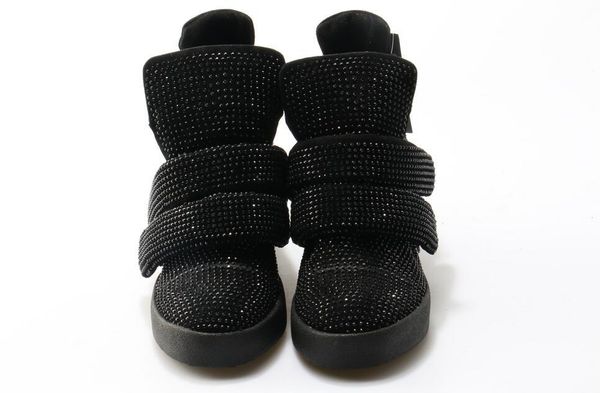 

boots height increasing high platform lady hidden wedge boot zapatillas deportivas mujer luxury shinny rhinestone women casual shoes, Black