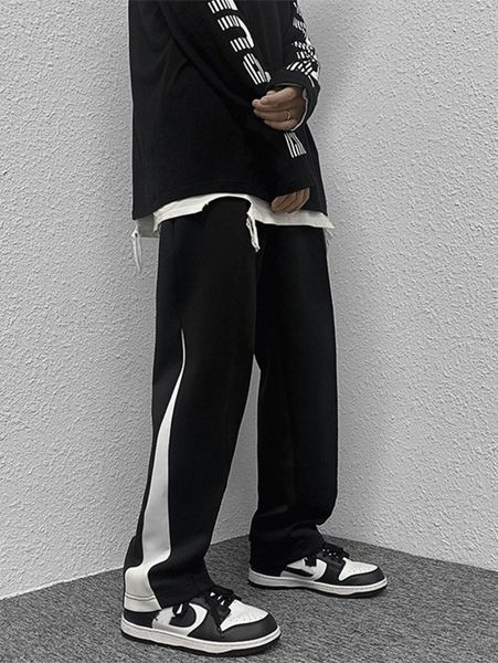 

men contrast side seam sweatpants z8zt#, Black