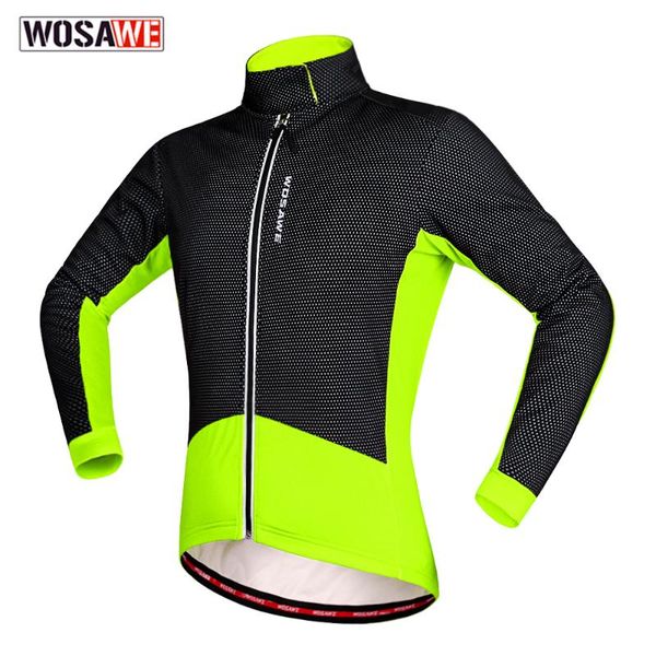 

racing jackets wosawe winter windproof water repellet reflective cycling jacket warm mountain bike lengthen cuff men women, Black;red