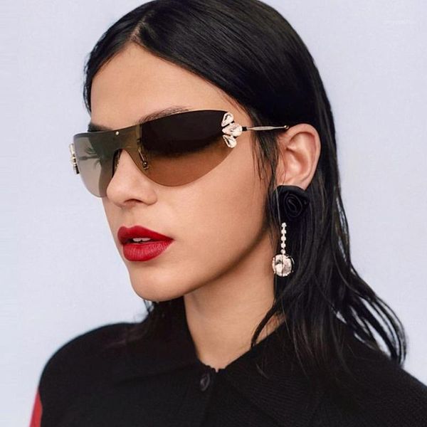 

2020 oversized frameless sunglasses ladies retro designer sunglasses ladies red big frame glasses uv4001, White;black