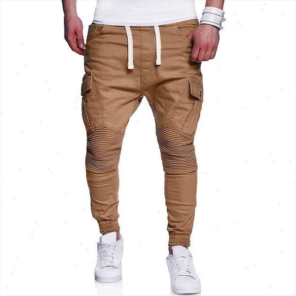 

oeak men hip hop harem pants mens casual joggers elastic waist quality sweatpants male pleated patchwork pockets trousers, Black