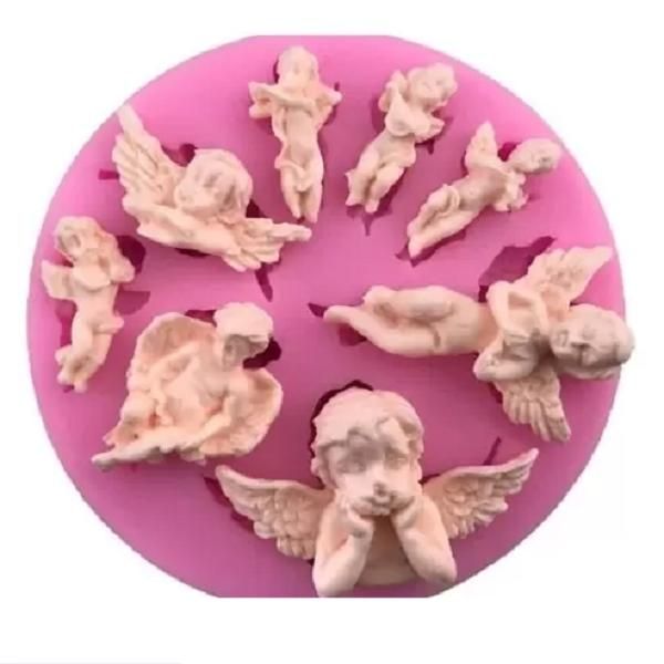 8 Cavity Fairy Angel Baby Silicone Cherub Angélico com asas Molde de Silicone para Bolo Fondant Chocolate Polymer Clay