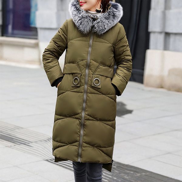 

winter 2020 90 down jacket long fox collar warm fashion, Black