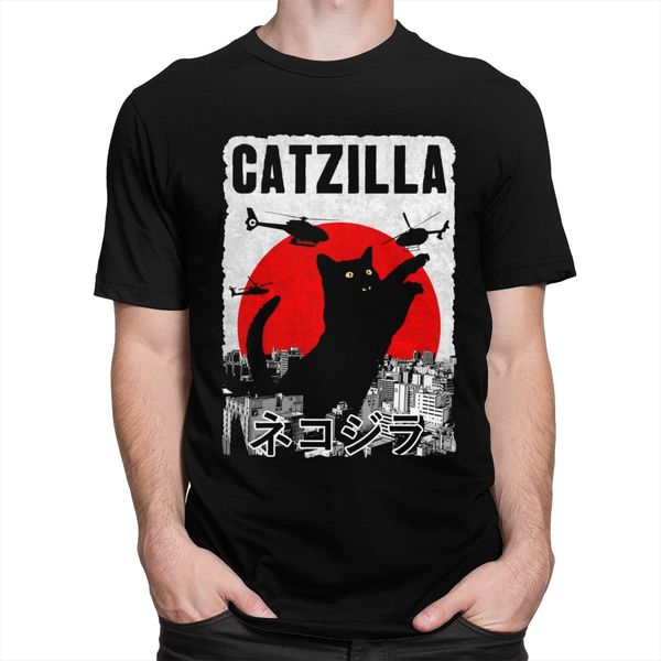 

спорт retro catzilla king of монстр t shirt men мягкий хлопок досуг футболка с коротким рукавом vintage kitten cat lover подарков tee одежда