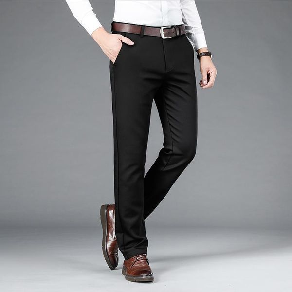 

men's pants casual pants men's new stretch straight fit youth business in spring, summer and winter 2021, Black