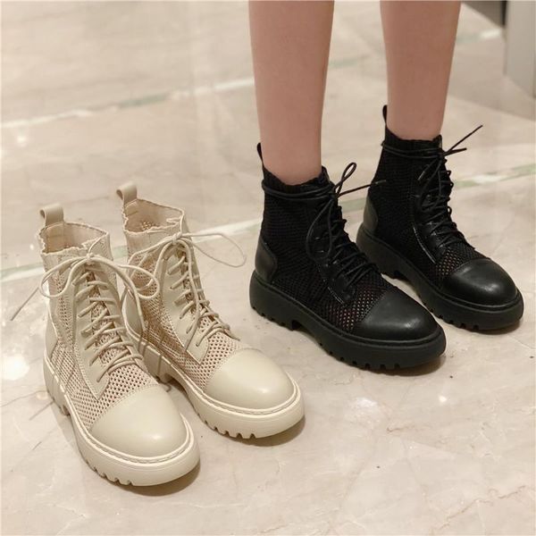 

Woman Flat Boots Shoes Round Toe shoes Booties Ladies Boots-women Low Mid Calf Rock 2020 Rubber Sandals Summer Slip-On, Black