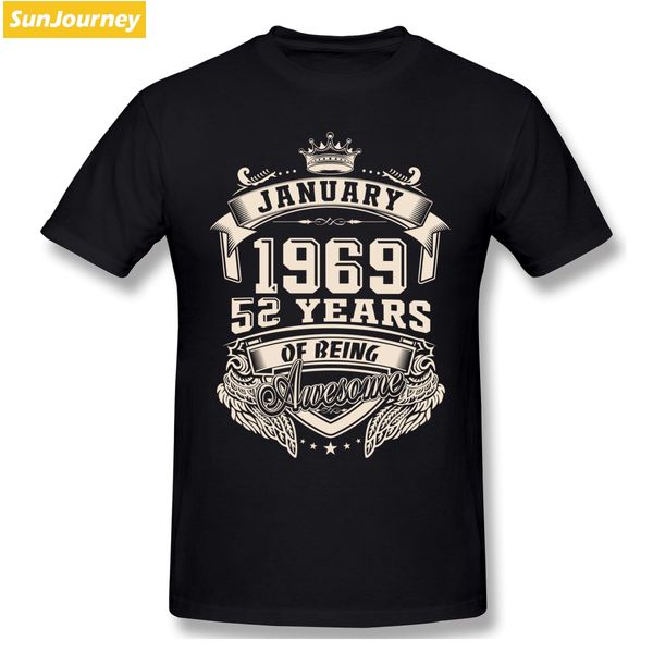 

custom logo born in january 1969 52 years of being awesome big size crewneck custom short sleeve sport hooded sweatshirt hoodie t shirt