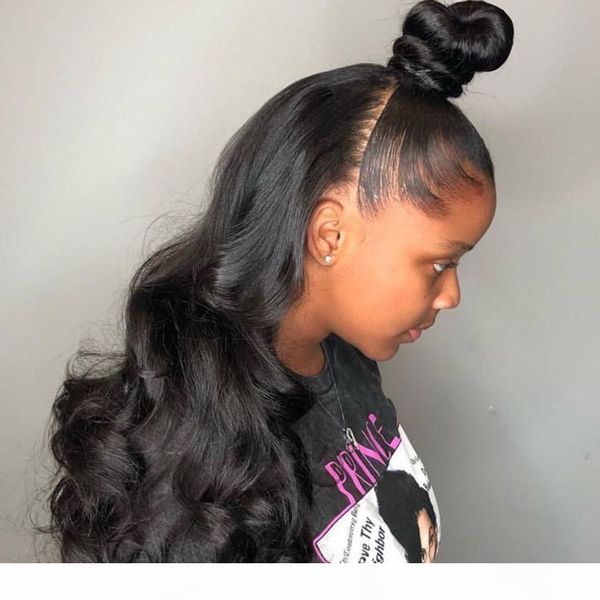 

4x4 closure wig pre plucked for black women body wave glueless 4x4 lace front human hair wigs with baby hair, Black;brown