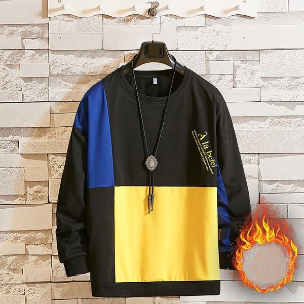 

sfabl oversize men hoodies 2021 new winter warm fleece hoodies men sportswear male streetwear fashion sweatshirts man, Black