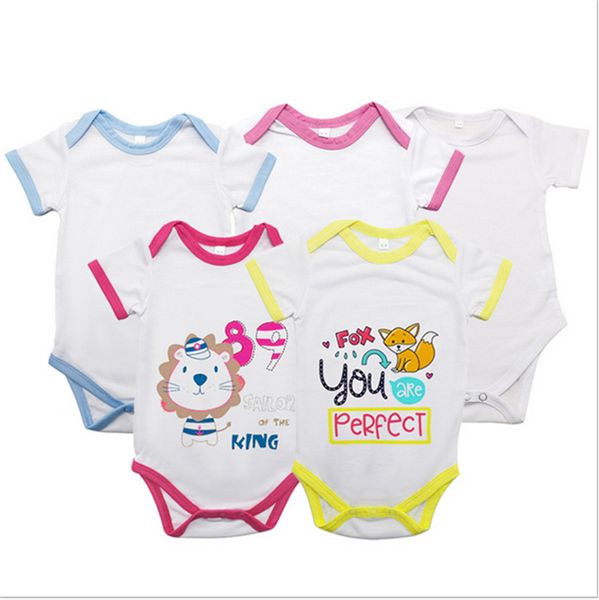 

0-12 months newborn baby rompers blank sublimation thermal transfer jumpsuit shorts short sleeve bodysuit pants heat print outfits f102205, White