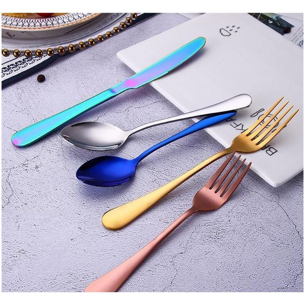 

colorful 5 pcs/set flatware set tableware cutlery fork knife spoon teaspoon kitchen accessories for wedd jllvbx mx_home