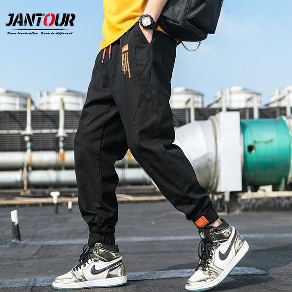 

men's pants 2021 hip hop joggers cargo men harem multi-pocket ribbons man sweatpants streetwear casual mens m-4xl, Black