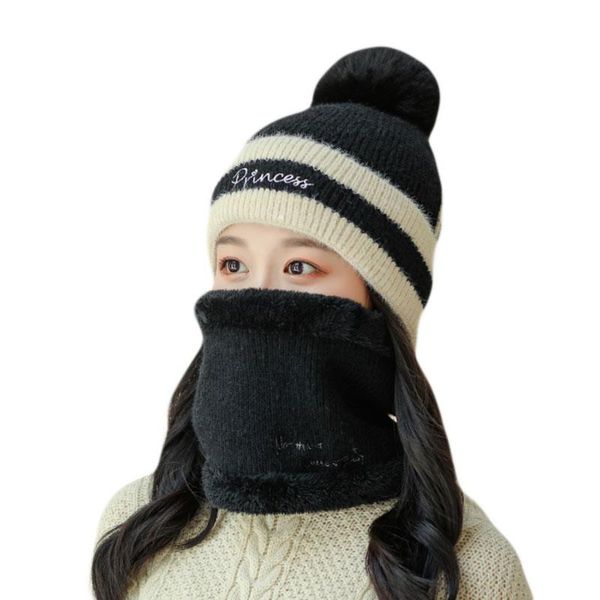 

fisvds 2-pieces winter beanie hat scarf set thick fleece lined warm knit ski hats skull cap for women, Blue;gray