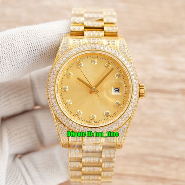

4 styles luxury watches 41mm datejust iced out full diamond cal.3255 automatic mens watch champagne dial 904l steel bracelet gents wristwatc, Slivery;brown