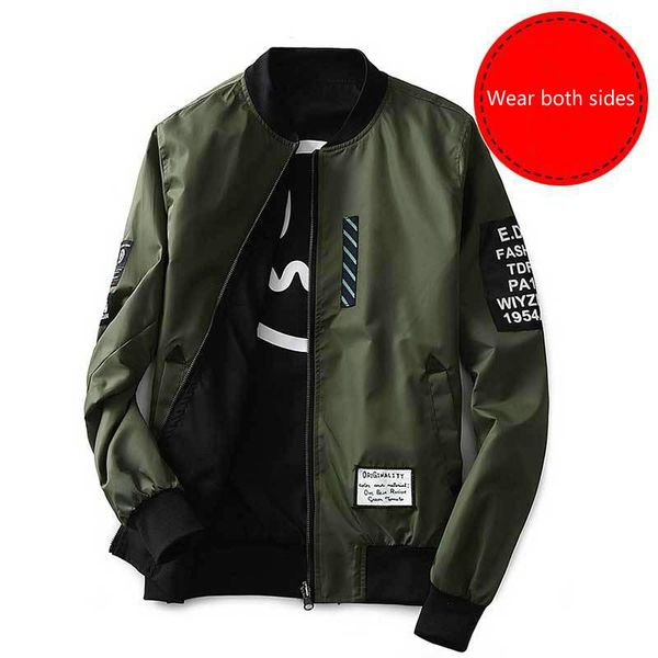 

japanese jacket new men's fashion double-sided wear jacket mens spring and autumn sports casual baseball clothing tide, Black;brown
