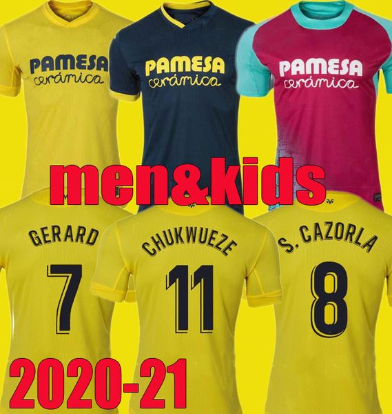 

men kids 20 21 villarreal cf soccer jerseys kit 2020 2021 paco alcacer bacca fornals anguissa ekambi iborra s.cazorla football shirt uniform, Black;yellow