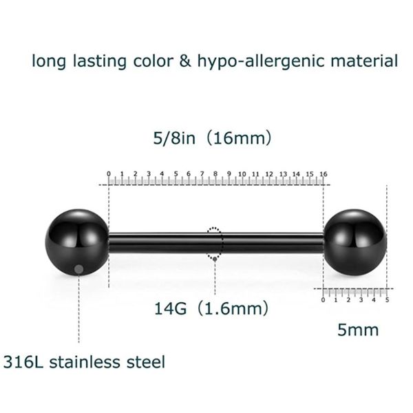 

12pcs 316l surgical steel tongue barbell ring piercing mix color nipple ring nipple shield ring piercing body jewelry 14g q sqccrm, Silver