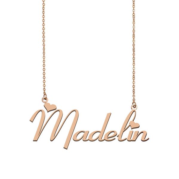 

madelin name necklaces pendant custom personalized for women girls children friends mothers gifts 18k gold plated stainless steel, Silver
