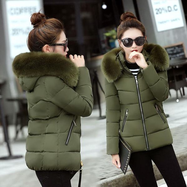 

2020 новая зимняя куртка женщины parkas parts меховой воротник с капюшоном parka женские куртки толстые теплые хлопковые мягкие куртки верхн, Black