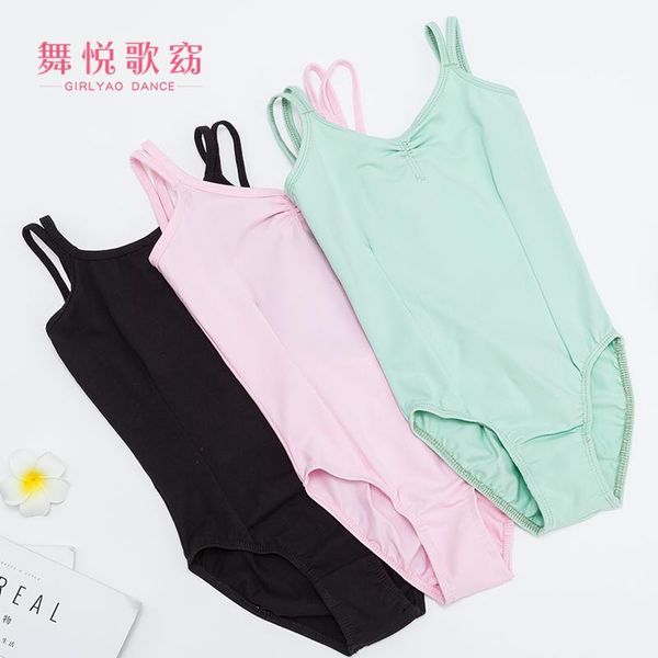 

girlyao dance lycra cotton new backless camisole ballet leotards for girls bodysuit dancewear light green 6sizes1, Black;red