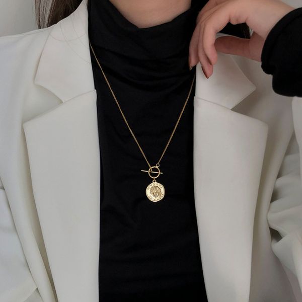 

925 silver round necklace women's sweater chain long 2019 new versatile cool