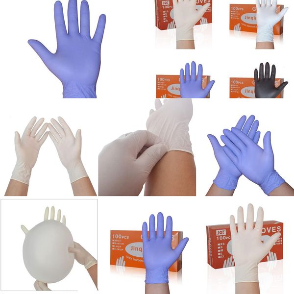 

salon protective factory garden disposable rubber nitrile latex household 100pcs/box gloves jjxh opoeu